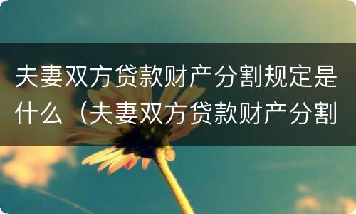 夫妻双方贷款财产分割规定是什么（夫妻双方贷款财产分割规定是什么意思）