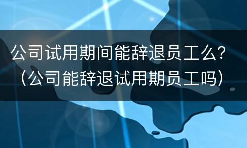 公司试用期间能辞退员工么？（公司能辞退试用期员工吗）