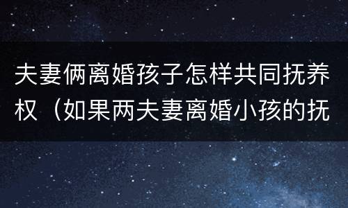 夫妻俩离婚孩子怎样共同抚养权（如果两夫妻离婚小孩的抚养权最终归谁）