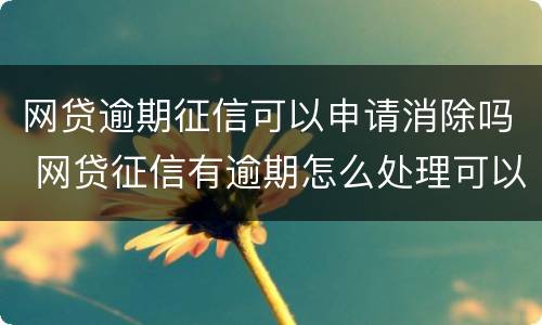 网贷逾期征信可以申请消除吗 网贷征信有逾期怎么处理可以消除