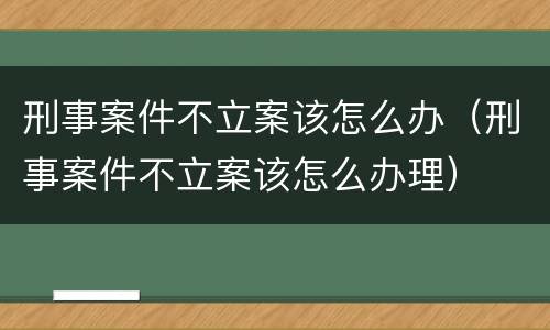 刑事案件不立案该怎么办（刑事案件不立案该怎么办理）