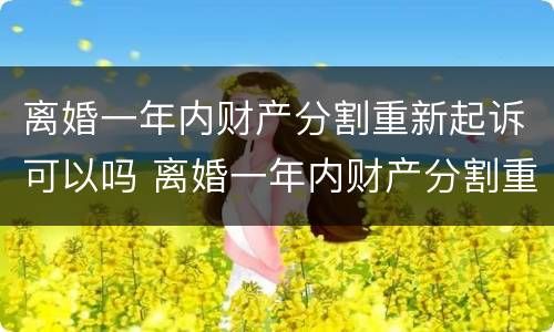 离婚一年内财产分割重新起诉可以吗 离婚一年内财产分割重新起诉可以吗法院
