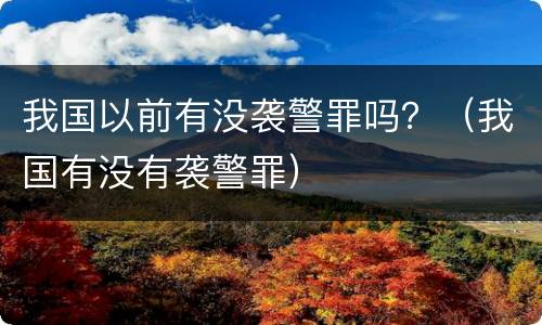 我国以前有没袭警罪吗？（我国有没有袭警罪）