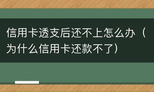 信用卡透支后还不上怎么办（为什么信用卡还款不了）