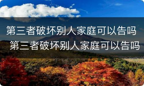 第三者破坏别人家庭可以告吗 第三者破坏别人家庭可以告吗第二百五十八条