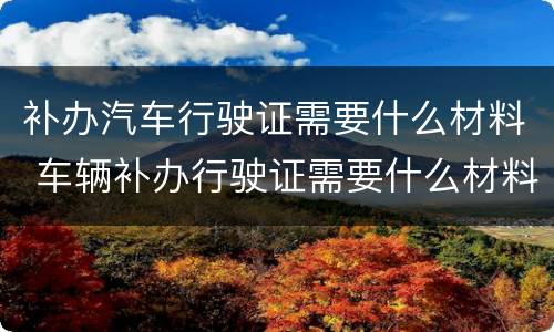 补办汽车行驶证需要什么材料 车辆补办行驶证需要什么材料