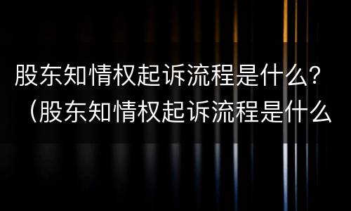 股东知情权起诉流程是什么？（股东知情权起诉流程是什么样的）