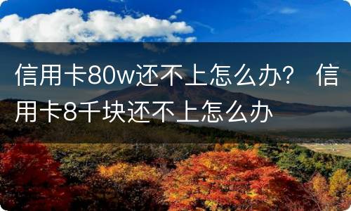 信用卡80w还不上怎么办？ 信用卡8千块还不上怎么办