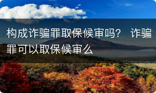 构成诈骗罪取保候审吗？ 诈骗罪可以取保候审么