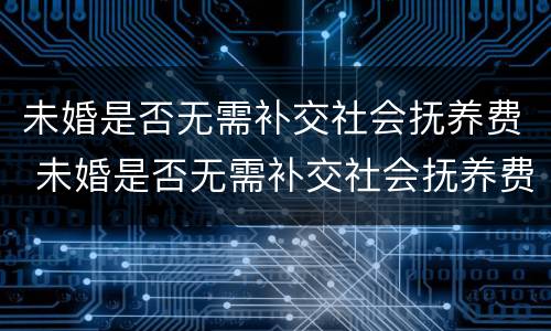 未婚是否无需补交社会抚养费 未婚是否无需补交社会抚养费金