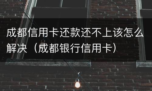 成都信用卡还款还不上该怎么解决（成都银行信用卡）
