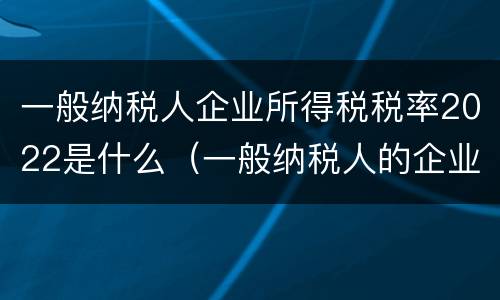一般纳税人企业所得税税率2022是什么（一般纳税人的企业所得税税率最新）