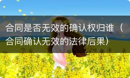 合同是否无效的确认权归谁（合同确认无效的法律后果）