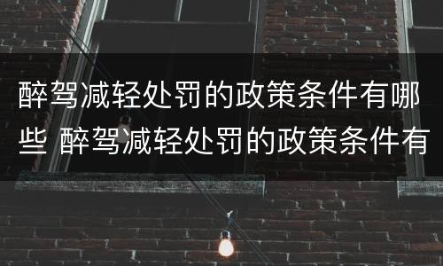 醉驾减轻处罚的政策条件有哪些 醉驾减轻处罚的政策条件有哪些呢