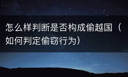 怎么样判断是否构成偷越国（如何判定偷窃行为）