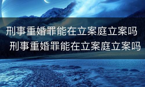 刑事重婚罪能在立案庭立案吗 刑事重婚罪能在立案庭立案吗
