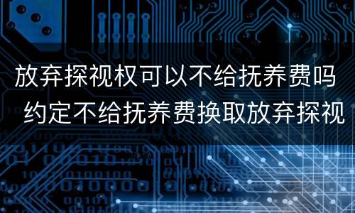 放弃探视权可以不给抚养费吗 约定不给抚养费换取放弃探视权有效吗