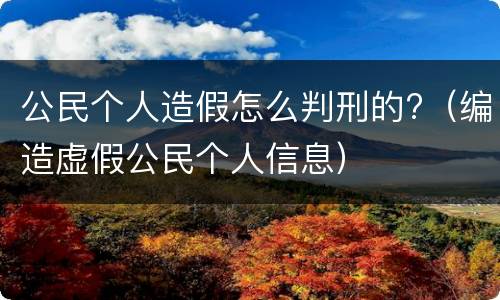 公民个人造假怎么判刑的?（编造虚假公民个人信息）