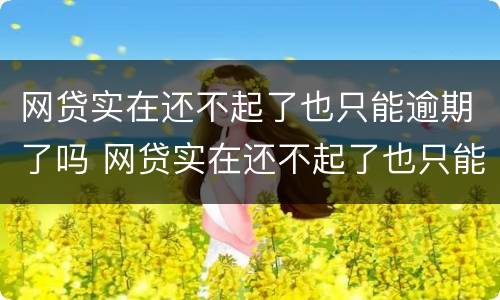 网贷实在还不起了也只能逾期了吗 网贷实在还不起了也只能逾期了吗怎么办