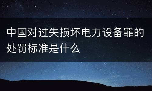 中国对过失损坏电力设备罪的处罚标准是什么