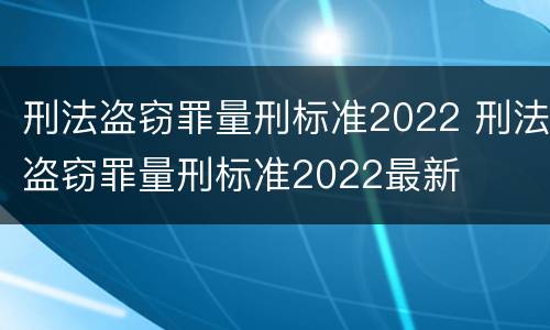 刑法盗窃罪量刑标准2022 刑法盗窃罪量刑标准2022最新