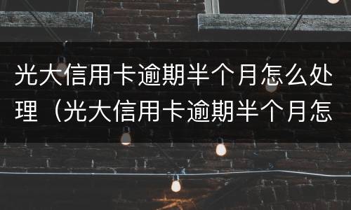 光大信用卡逾期半个月怎么处理（光大信用卡逾期半个月怎么处理的）