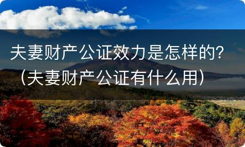 夫妻财产公证效力是怎样的？（夫妻财产公证有什么用）