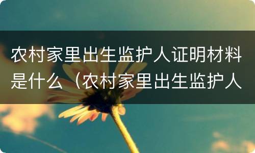 农村家里出生监护人证明材料是什么（农村家里出生监护人证明材料是什么意思）
