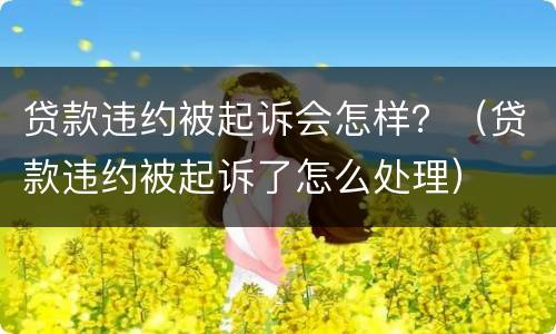 贷款违约被起诉会怎样？（贷款违约被起诉了怎么处理）