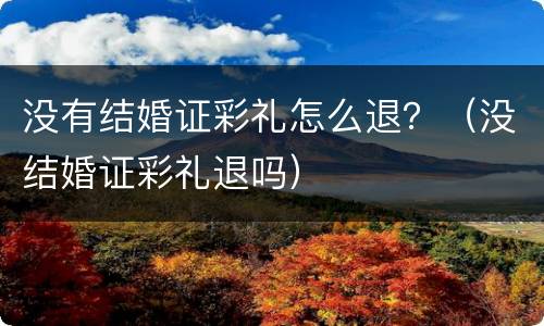 没有结婚证彩礼怎么退？（没结婚证彩礼退吗）