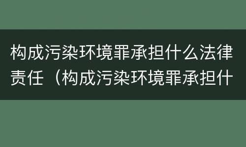 构成污染环境罪承担什么法律责任（构成污染环境罪承担什么法律责任和义务）