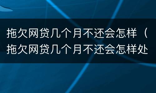 拖欠网贷几个月不还会怎样（拖欠网贷几个月不还会怎样处理）