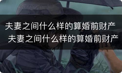 夫妻之间什么样的算婚前财产 夫妻之间什么样的算婚前财产呢