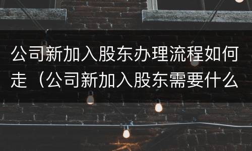 公司新加入股东办理流程如何走（公司新加入股东需要什么手续）