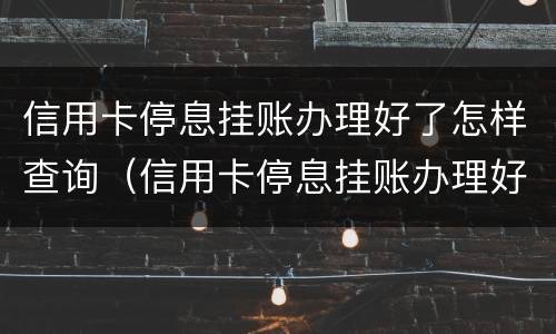 信用卡停息挂账办理好了怎样查询（信用卡停息挂账办理好了怎样查询进度）
