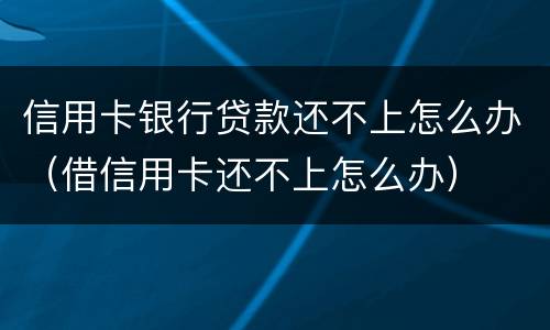信用卡银行贷款还不上怎么办（借信用卡还不上怎么办）