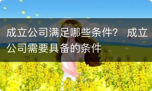 成立公司满足哪些条件？ 成立公司需要具备的条件