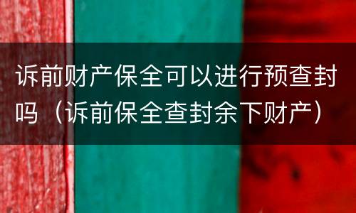 诉前财产保全可以进行预查封吗（诉前保全查封余下财产）