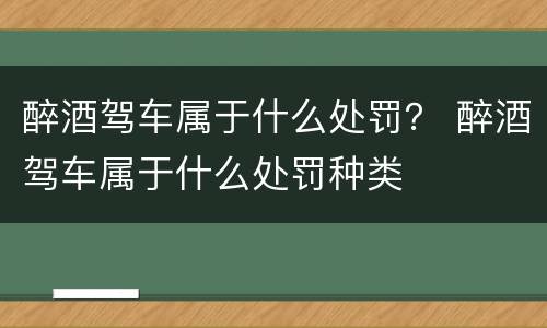 醉酒驾车属于什么处罚？ 醉酒驾车属于什么处罚种类