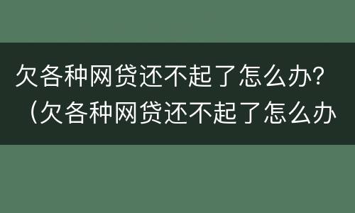 欠各种网贷还不起了怎么办？（欠各种网贷还不起了怎么办呀）