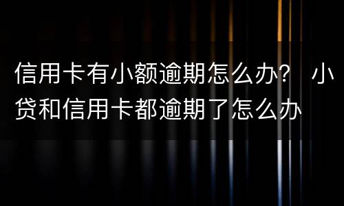 信用卡有小额逾期怎么办？ 小贷和信用卡都逾期了怎么办