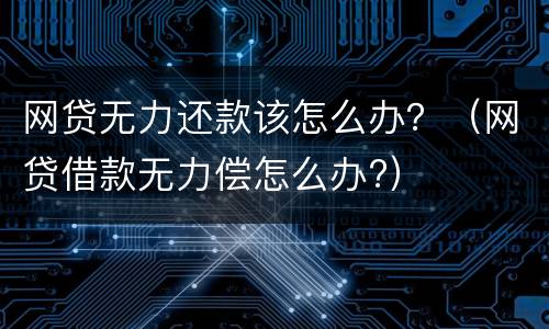 网贷无力还款该怎么办？（网贷借款无力偿怎么办?）