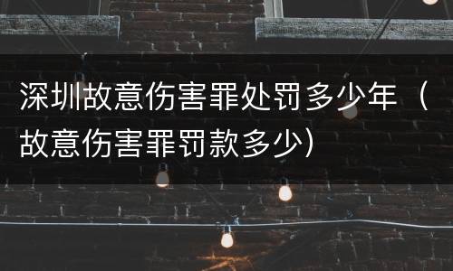 深圳故意伤害罪处罚多少年（故意伤害罪罚款多少）