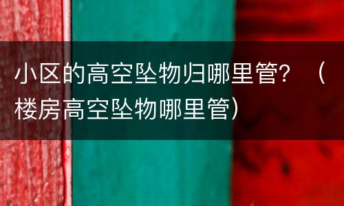小区的高空坠物归哪里管？（楼房高空坠物哪里管）