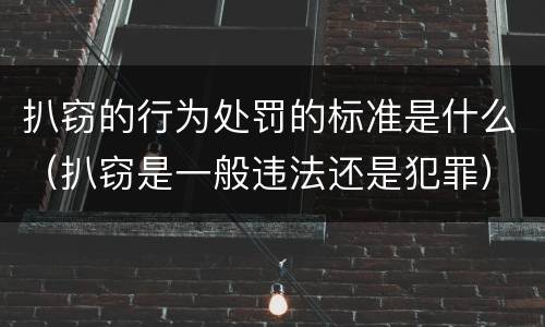 扒窃的行为处罚的标准是什么（扒窃是一般违法还是犯罪）