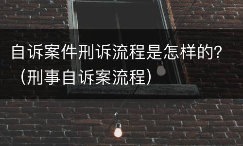 自诉案件刑诉流程是怎样的？（刑事自诉案流程）
