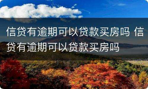信贷有逾期可以贷款买房吗 信贷有逾期可以贷款买房吗