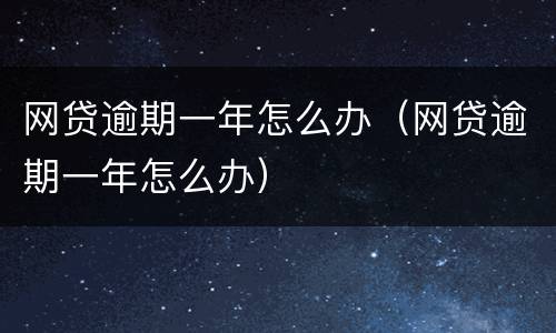 网贷逾期一年怎么办（网贷逾期一年怎么办）