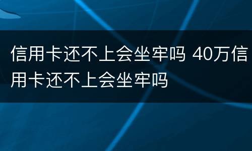 信用卡还不上会坐牢吗 40万信用卡还不上会坐牢吗