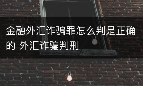 金融外汇诈骗罪怎么判是正确的 外汇诈骗判刑
